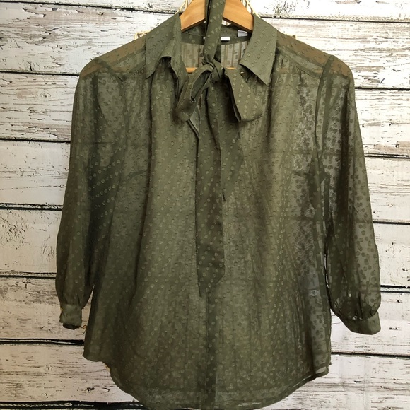 NY & Co green blouse with removable tie - Picture 1 of 6